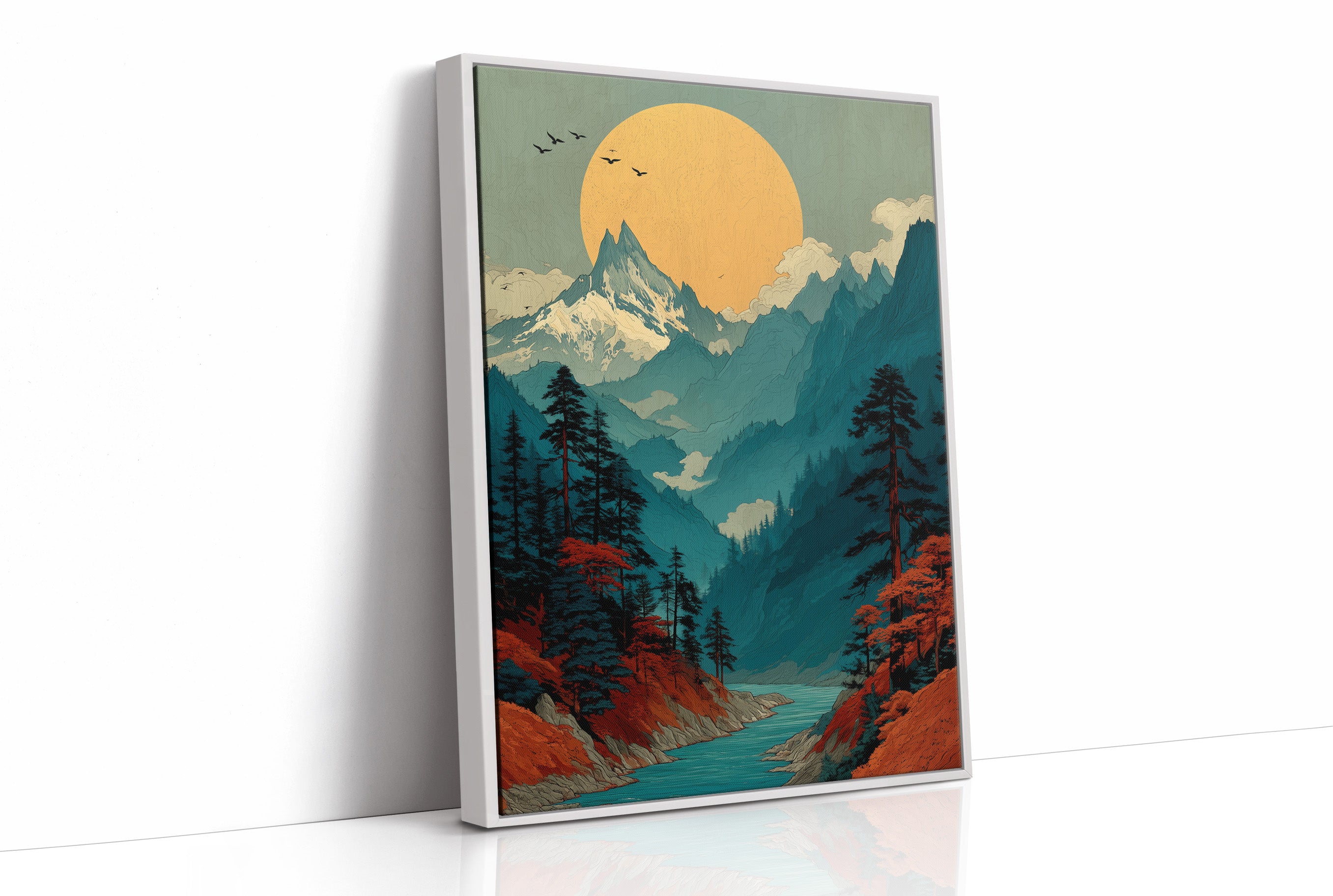 Autumn Rivers Meet Golden Moon
