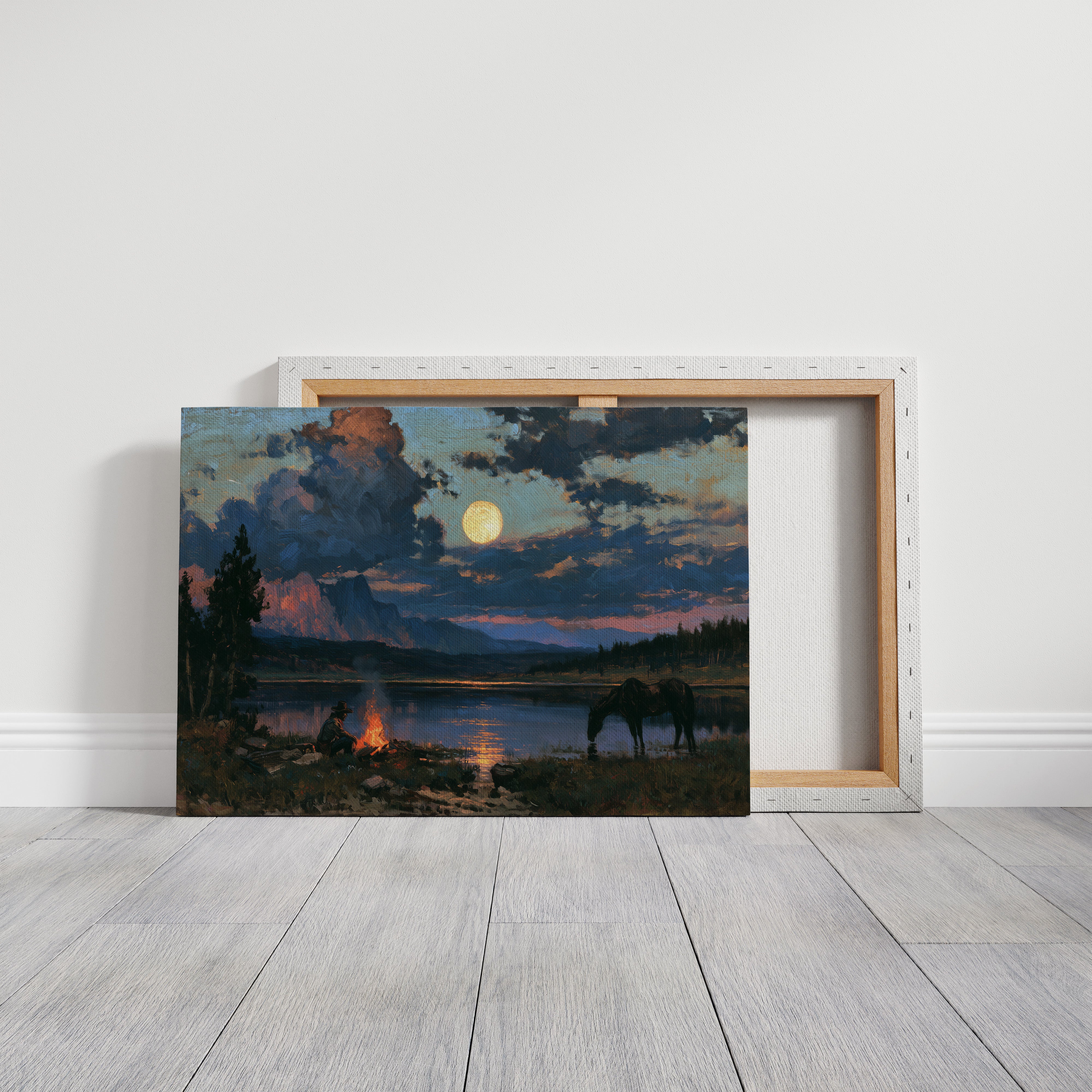 Campfire Under Moonrise