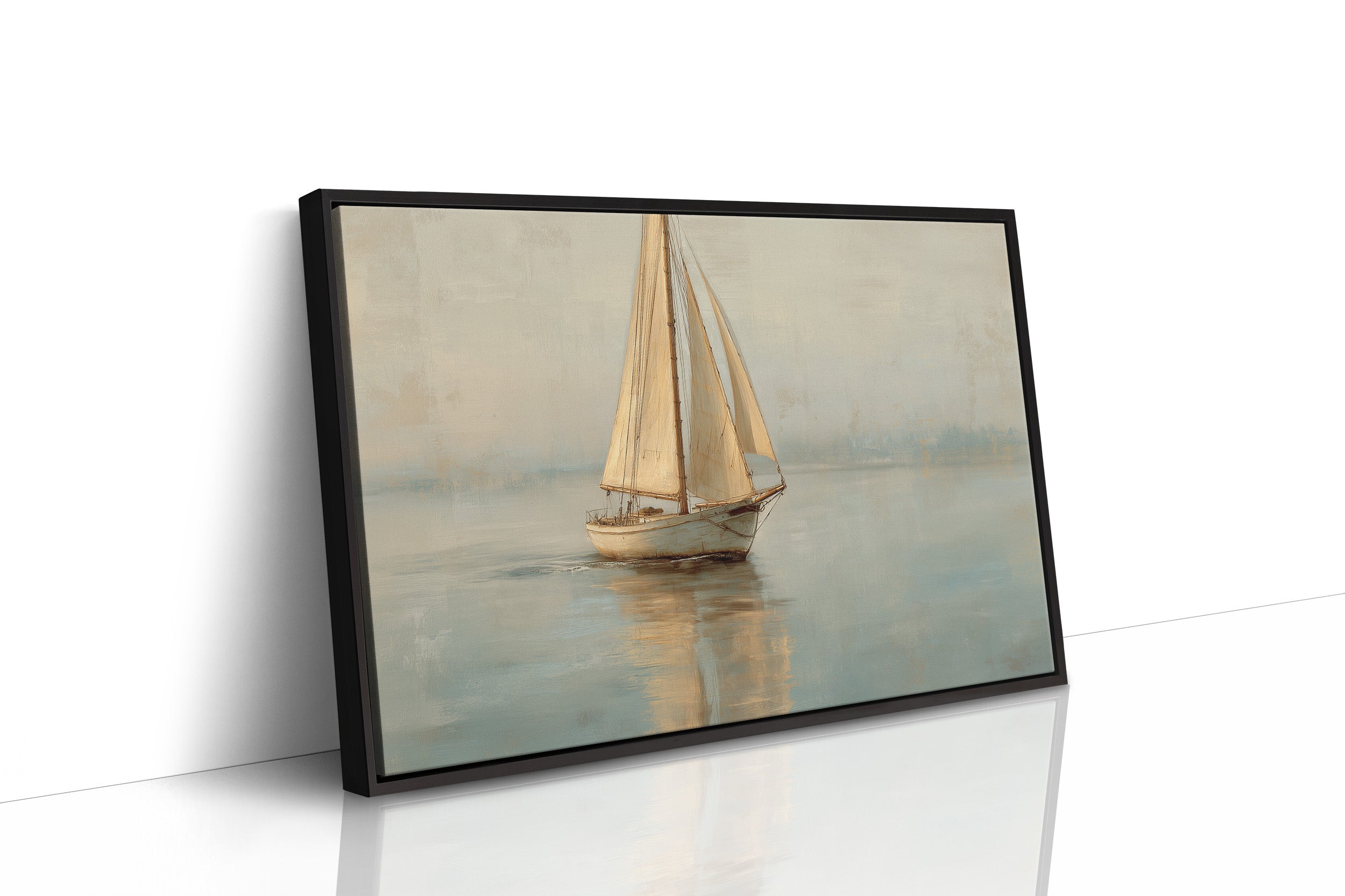 Sailboat Drifts Through Morning Mist