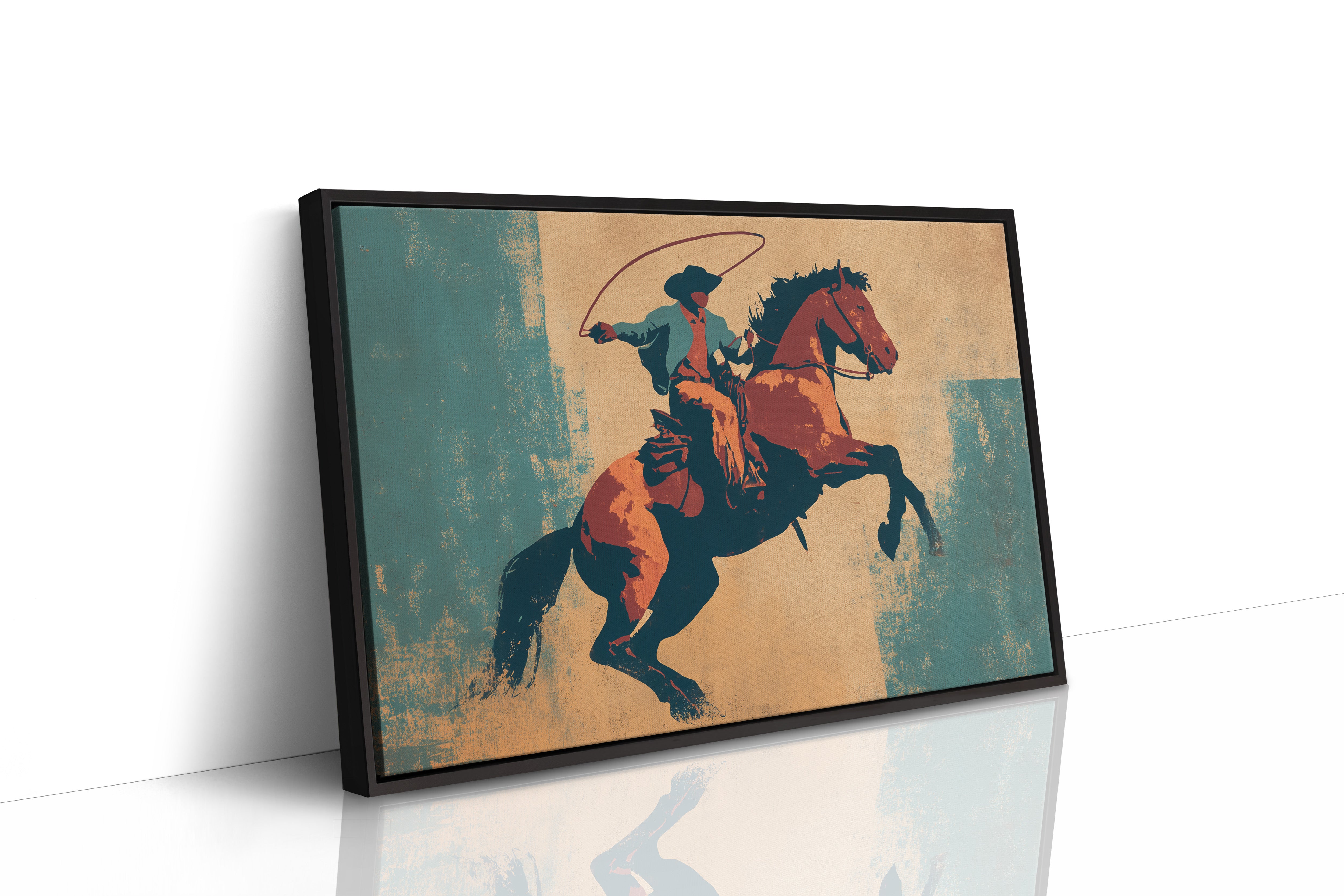 Rodeo Silhouette Dances Against Turquoise Sky