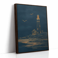 Golden Lighthouse On Midnight Seas