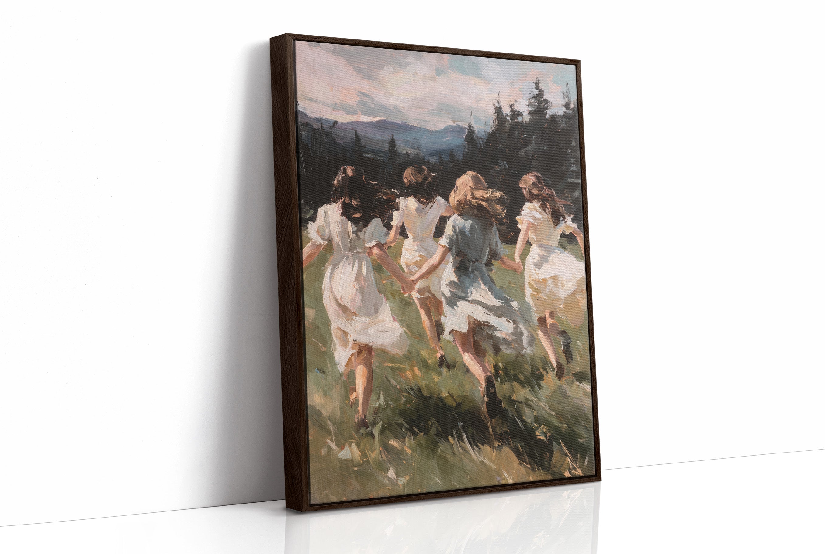 Summer Girls Rush Toward Mountains