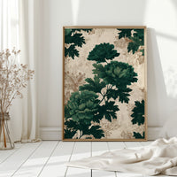 Emerald Blooms on Rustic Canvas