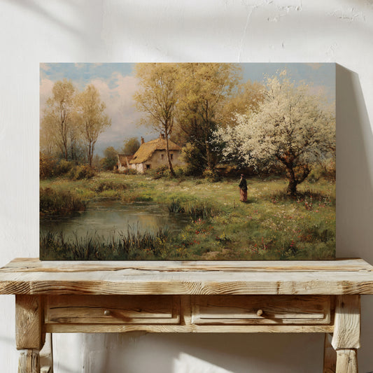 Spring Blossoms Near The Quiet Pond