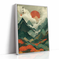 Red Sun Rises Over Misty Peaks