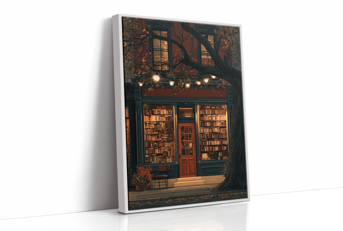 Shelf Awareness After Dark, print in a white frame