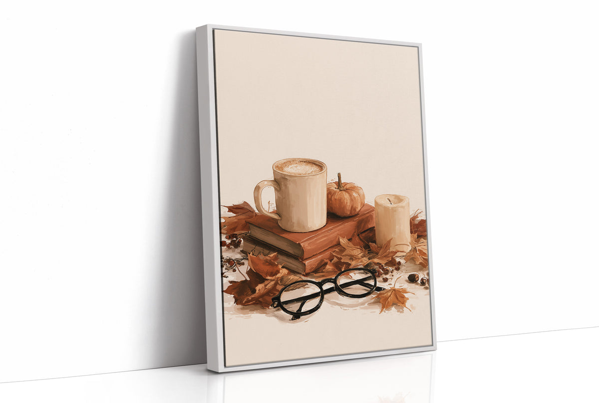 Read Between The Latte Lines, print in a white frame