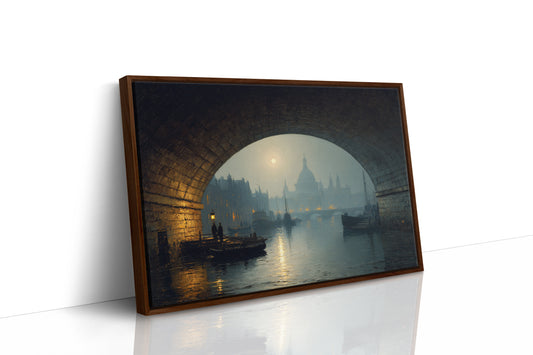 Thames Moonlight Through Stone Archways