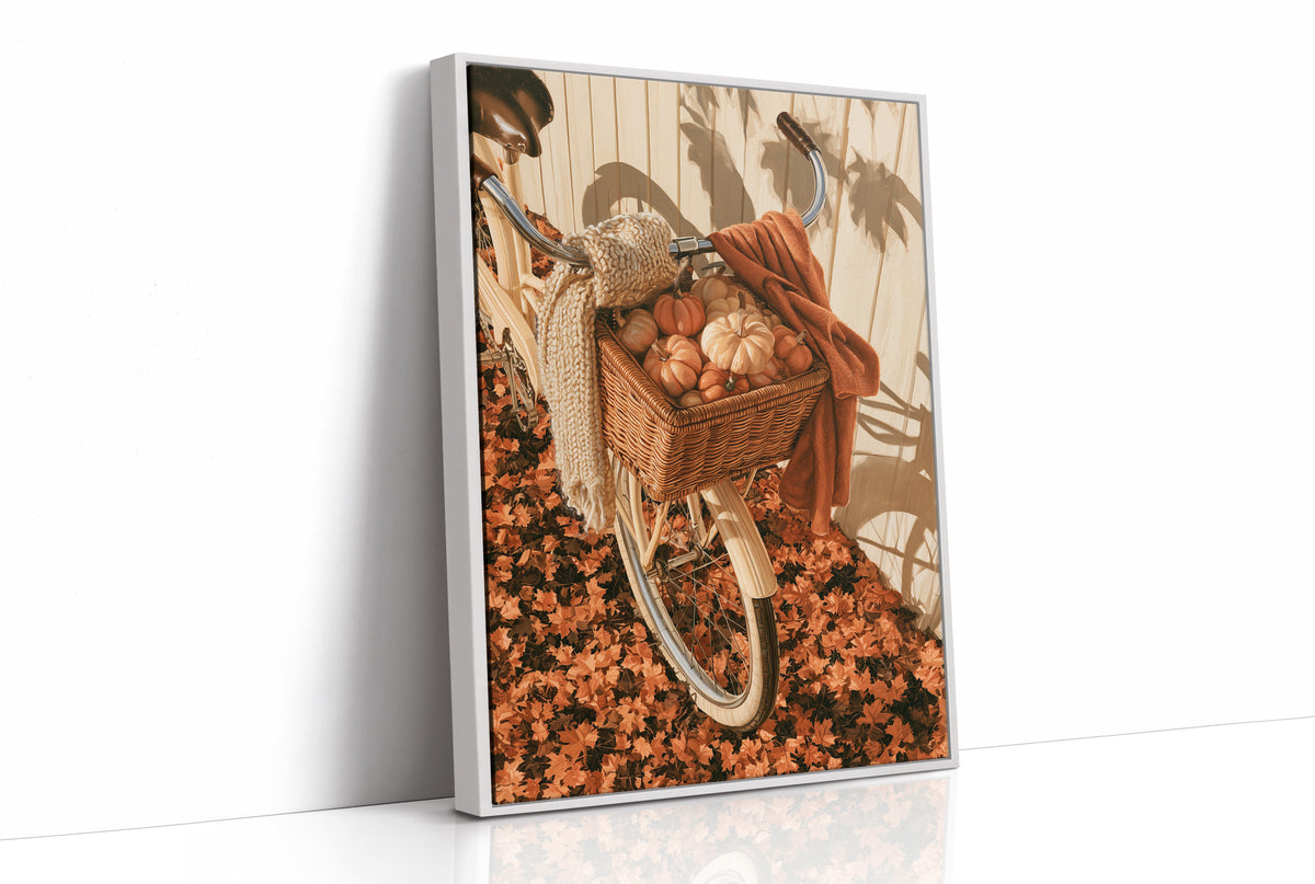 Gourd Delivery, Pedal Powered, print in a white frame