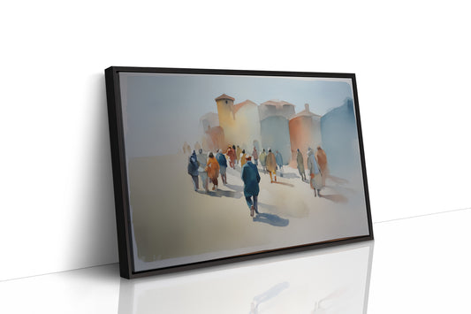 Mediterranean Promenade in Watercolor Haze