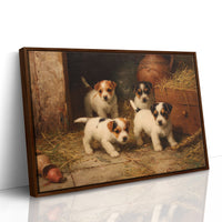 Terrier Pups Plot Barn Adventures