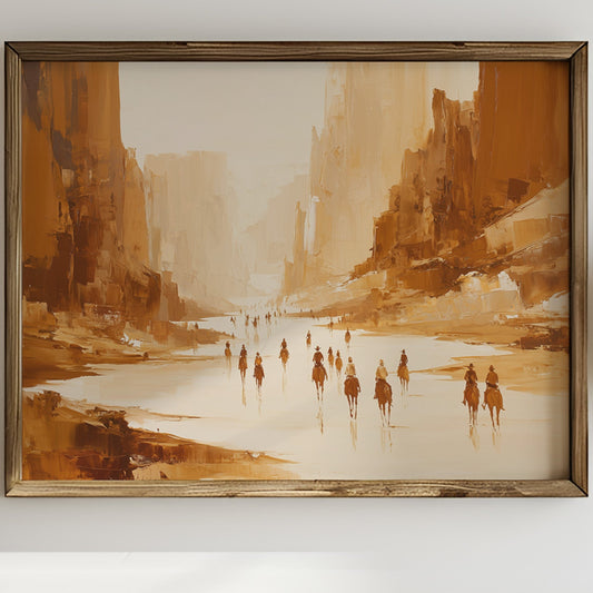 Riders Follow Ancient Canyon Light