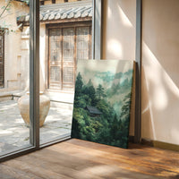 Mountain Temple Rests In Emerald Mist