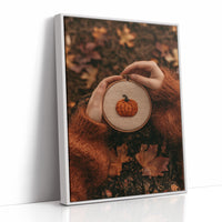 Hoop Dreams, Pumpkin Edition, print in a white frame