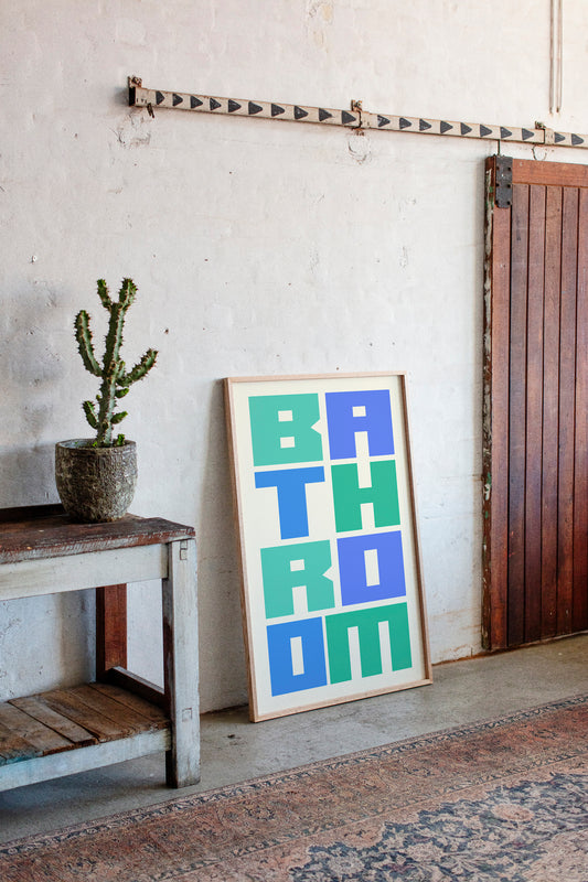 Geometric Letters Dance In Mint Blue