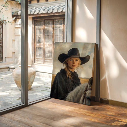 Cowgirl and Her White Horse
