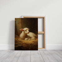Innocent Lamb Rests in Golden Straw