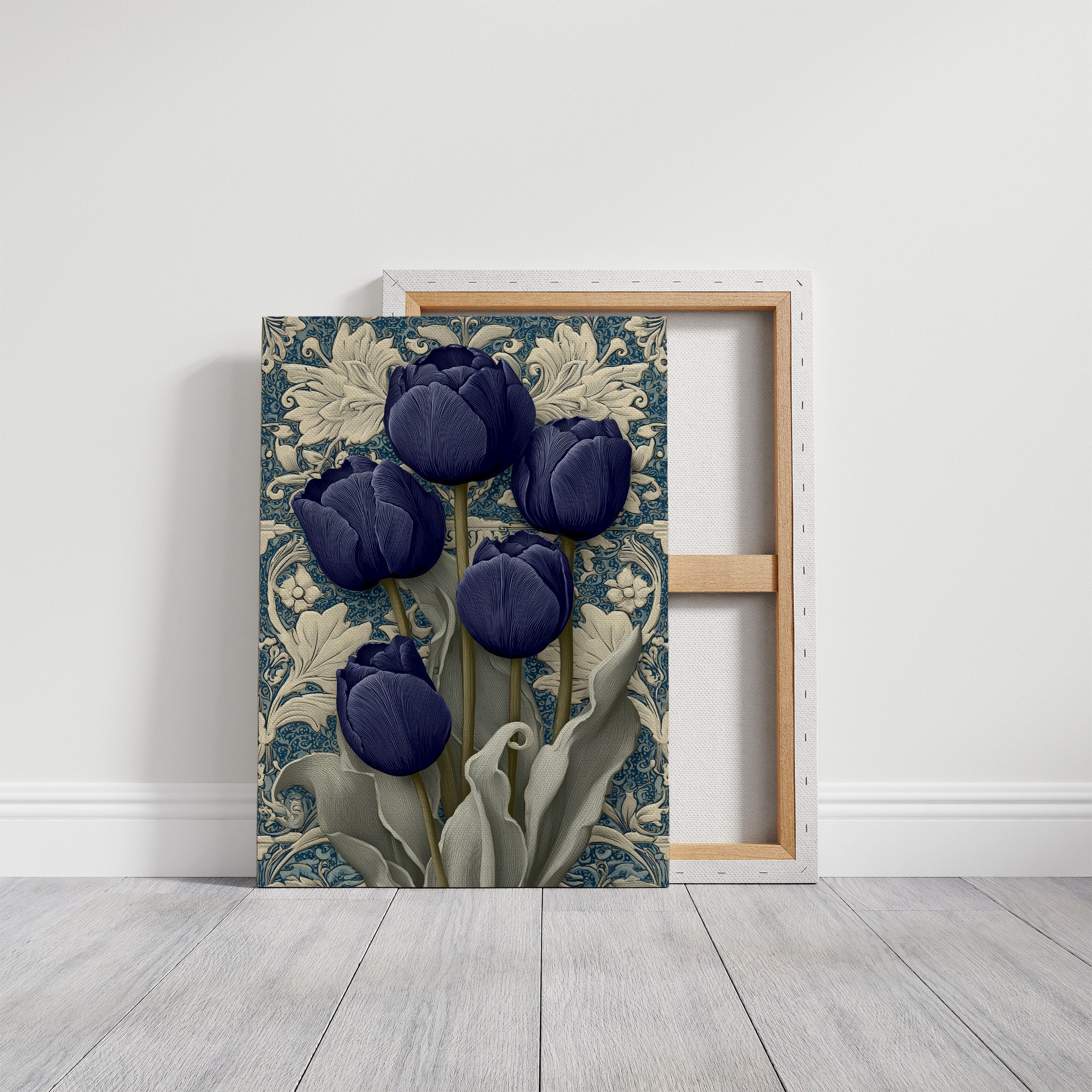 Midnight Tulips Against the Plasterwork