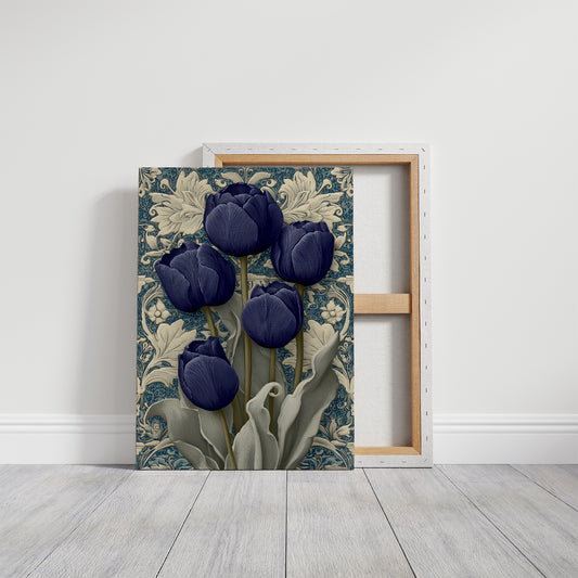 Midnight Tulips Against the Plasterwork