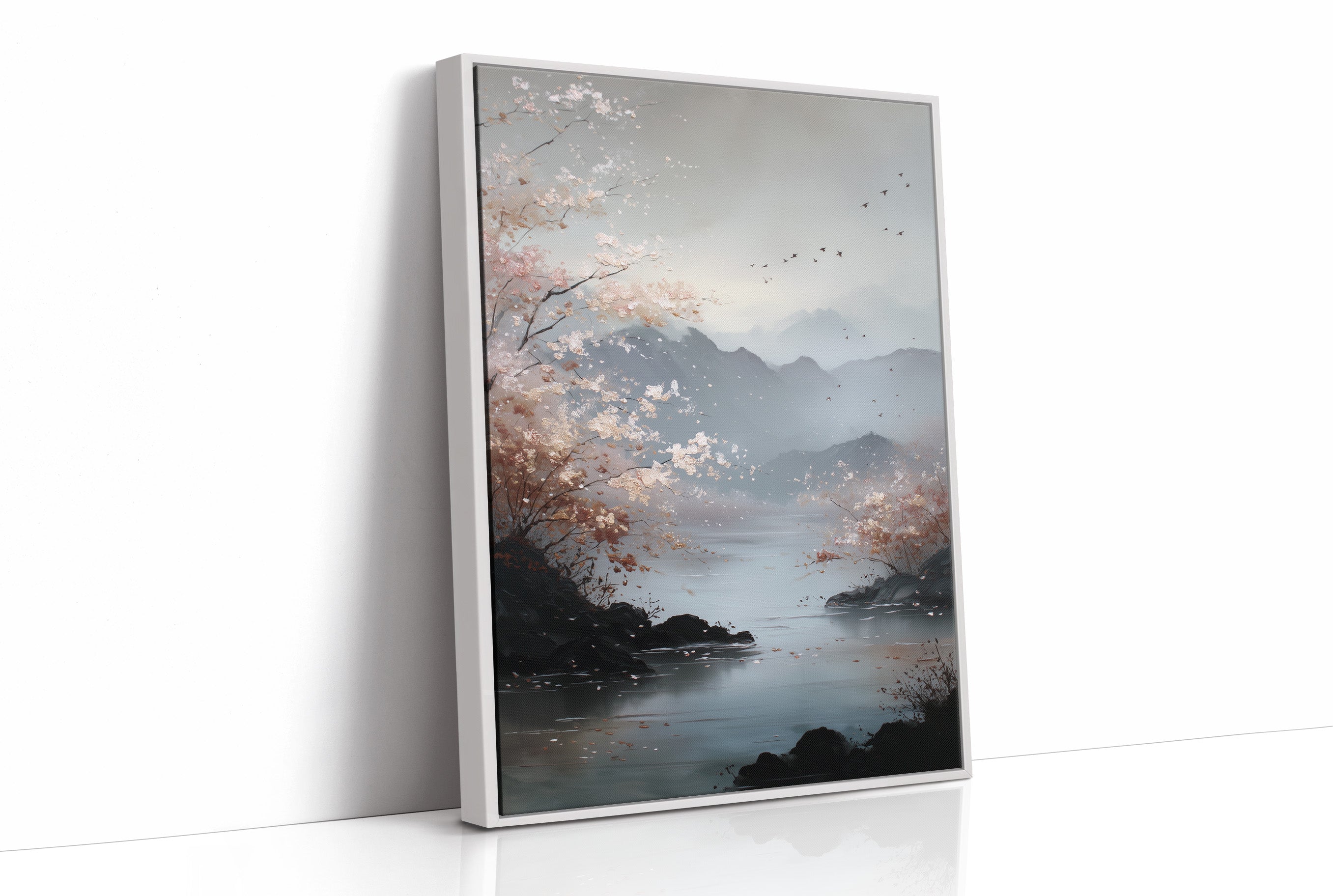 Cherry Blossoms Meet Mountain Lake