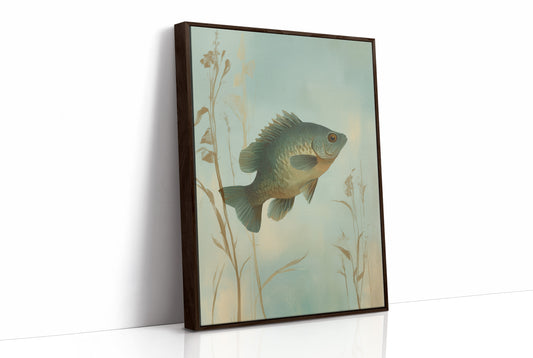 Sunlit Bass Among Pond Reeds