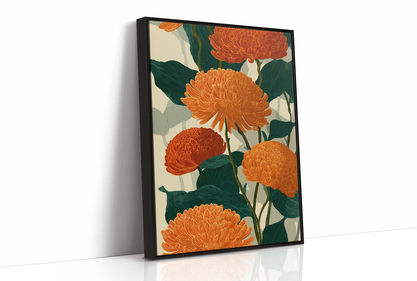 Orange Chrysanthemums Hold the Light