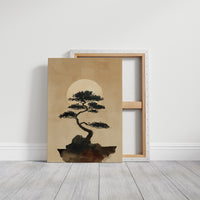 Bonsai Silhouette Against Rising Moon