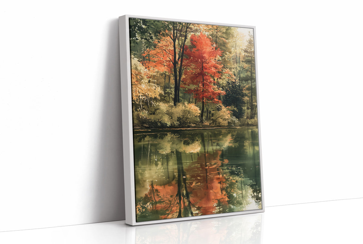Mirror Mirror On The Pond, print in a white frame