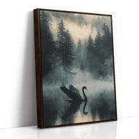 Black Swan in the Forest Mist