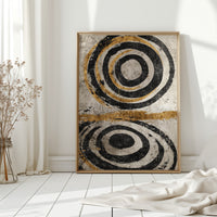 Golden Circles on Weathered Canvas