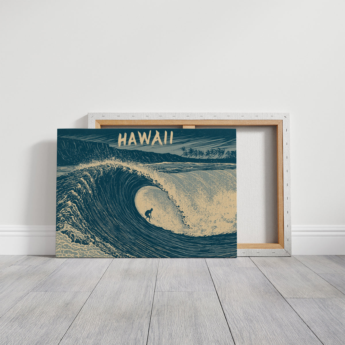 Hawaii Barrel Wave Woodcut