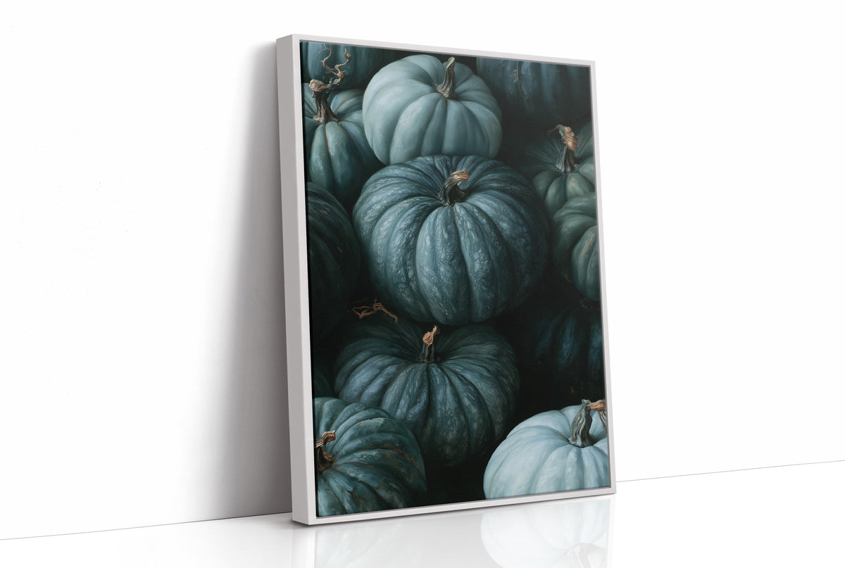 Teal Talk: Gourds Of A Feather, print in a white frame