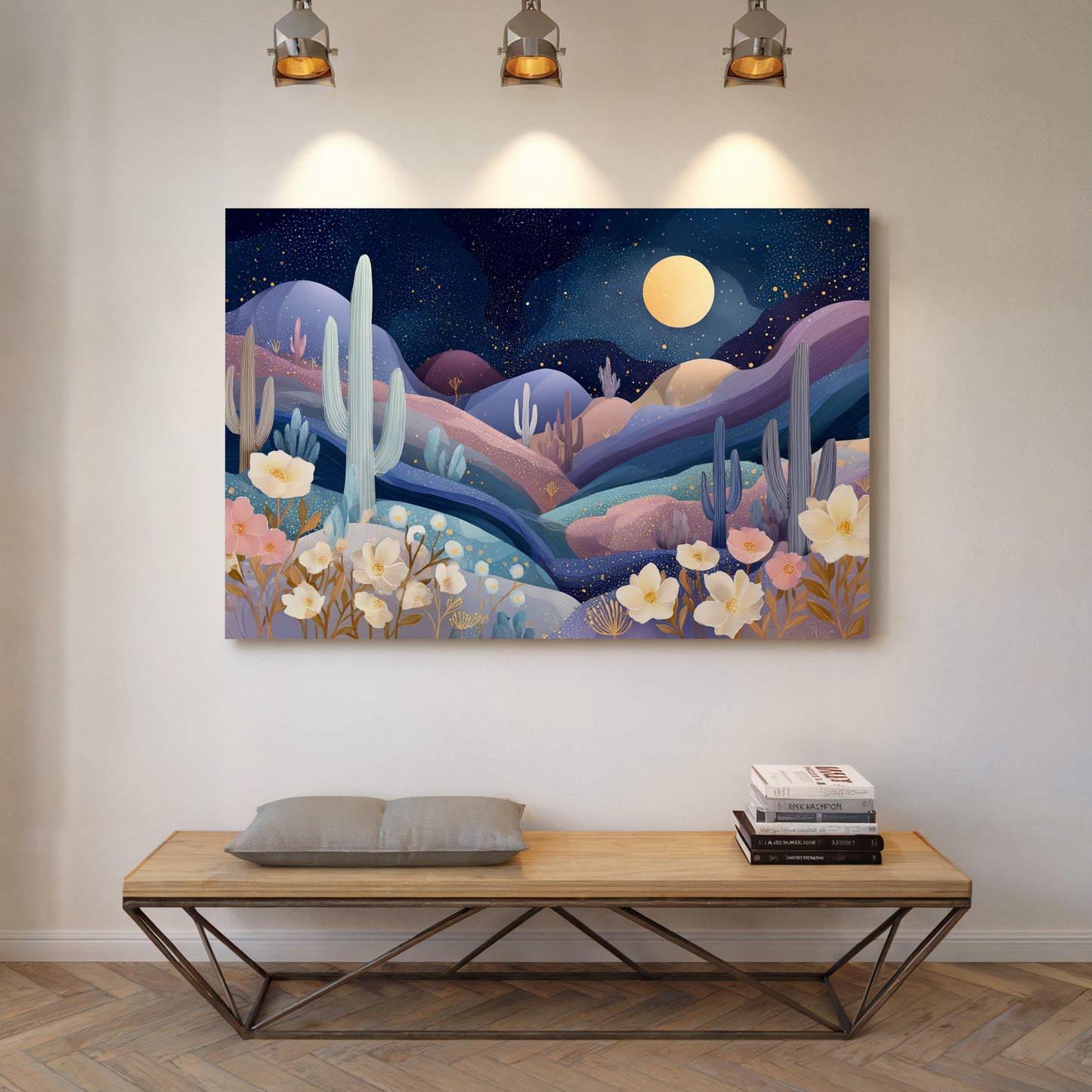 Desert Cosmos Blooms Under Moonlight
