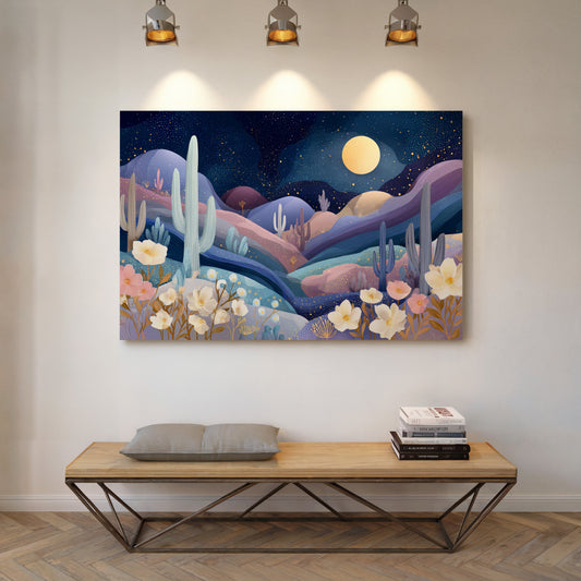 Desert Cosmos Blooms Under Moonlight