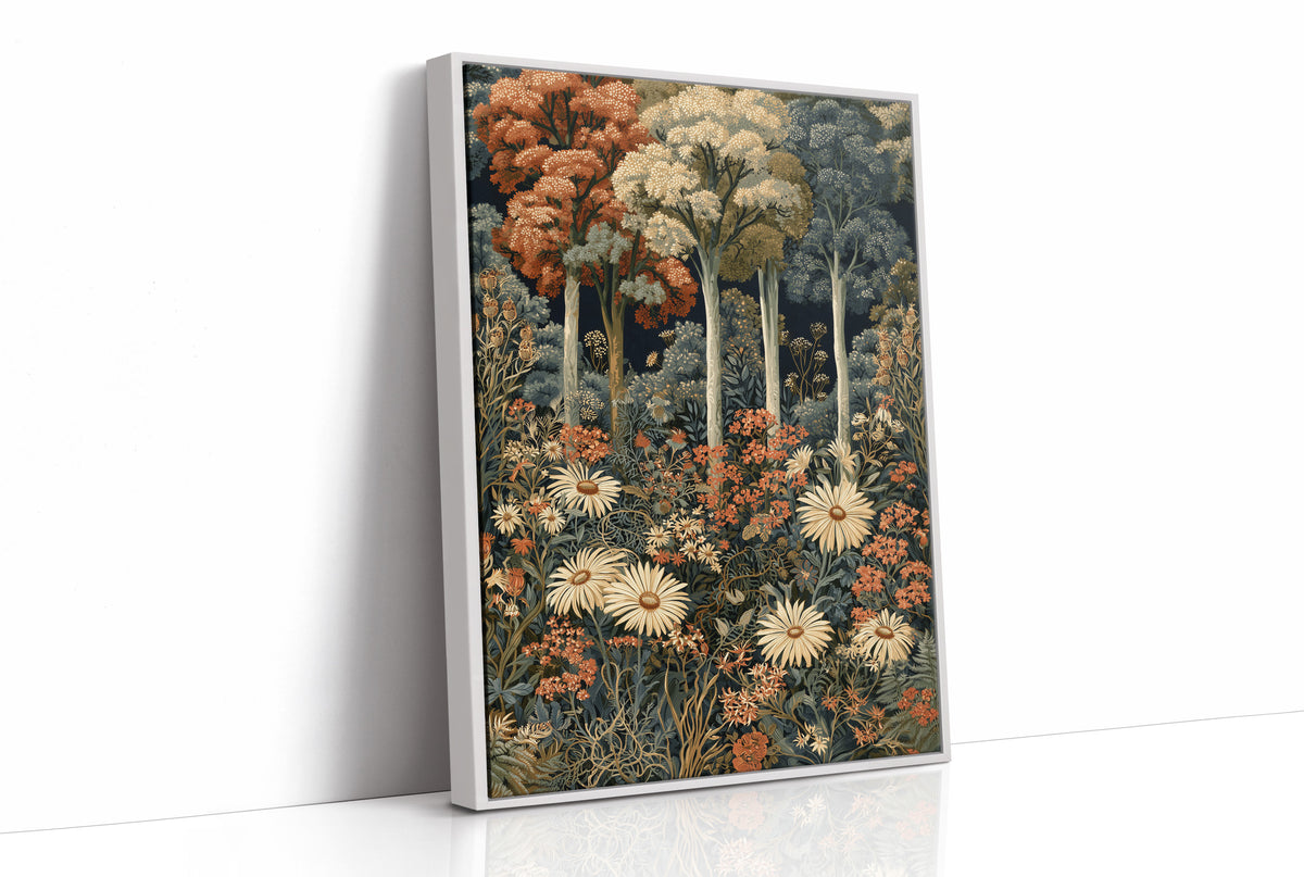 Daisy Chain Reaction In The Woods, print in a white frame