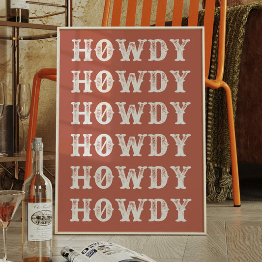 Howdy Western Typography Print – Rustic Country Wall Art