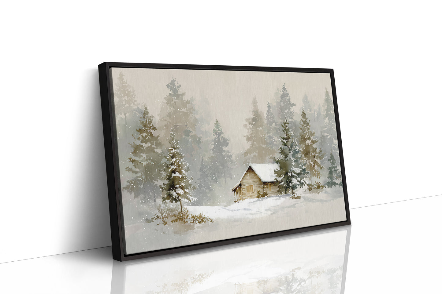 Cabin Nestled Among Frosted Pines