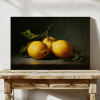 Sunlit Lemons On Ancient Wood