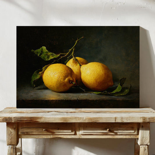 Sunlit Lemons On Ancient Wood