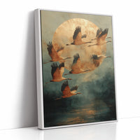 Moonlit Migration Over Misty Waters