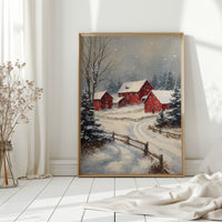 Crimson Cabins Beneath Winter's Veil