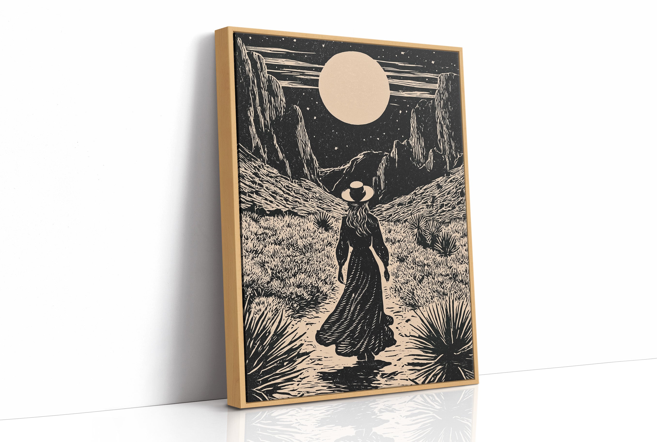 Lone Wanderer Under Desert Moon