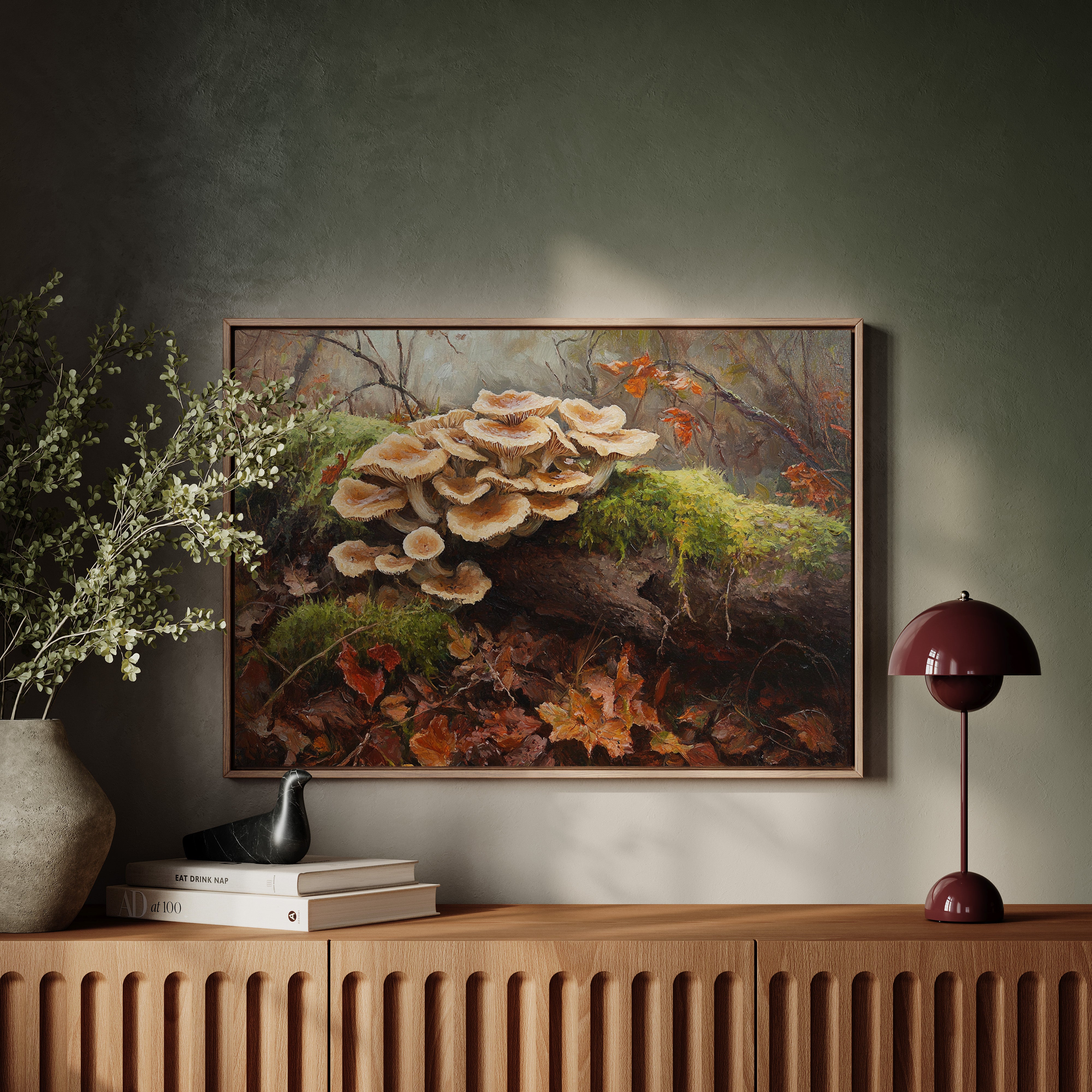 Autumn Mushrooms Dance Among Leaves