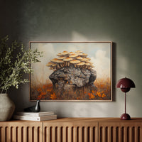 Autumn Mushrooms Crown Ancient Stone