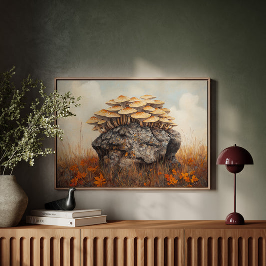 Autumn Mushrooms Crown Ancient Stone