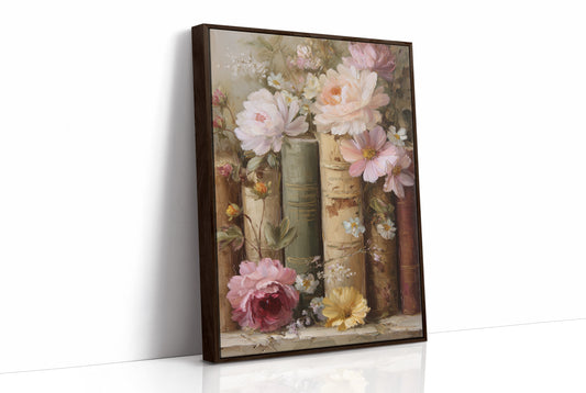 Peonies Rest Among Vintage Volumes