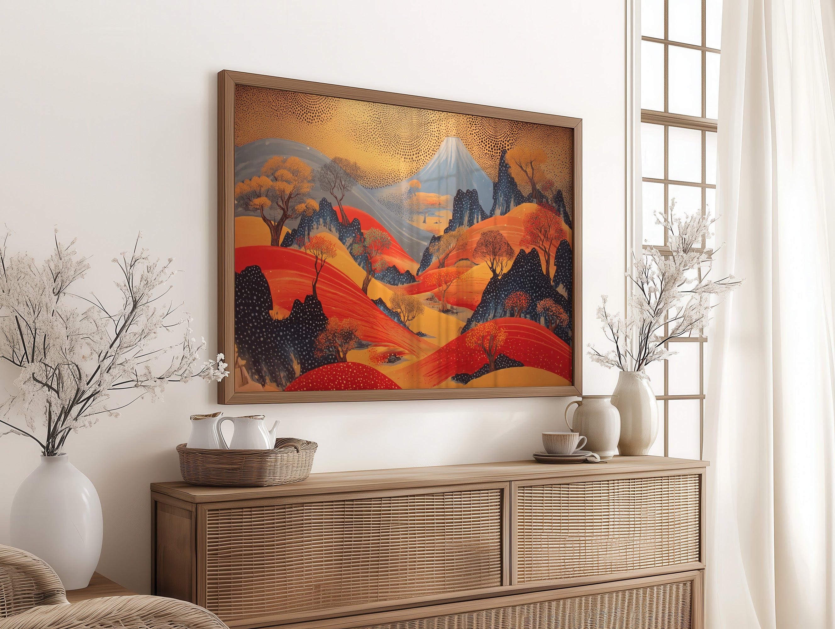 Mountain Dreams In Crimson Flow