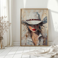 Cowgirl Grace in White Hat