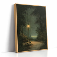 Misty Green Path By Lamplight