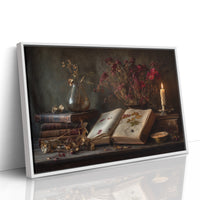 Candlelit Pages Among Pressed Flowers